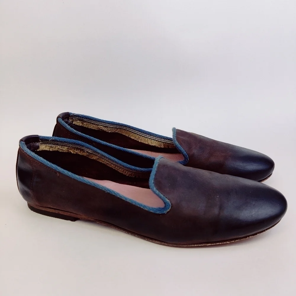 H by Hudson Brown Leather Flats Sz 38